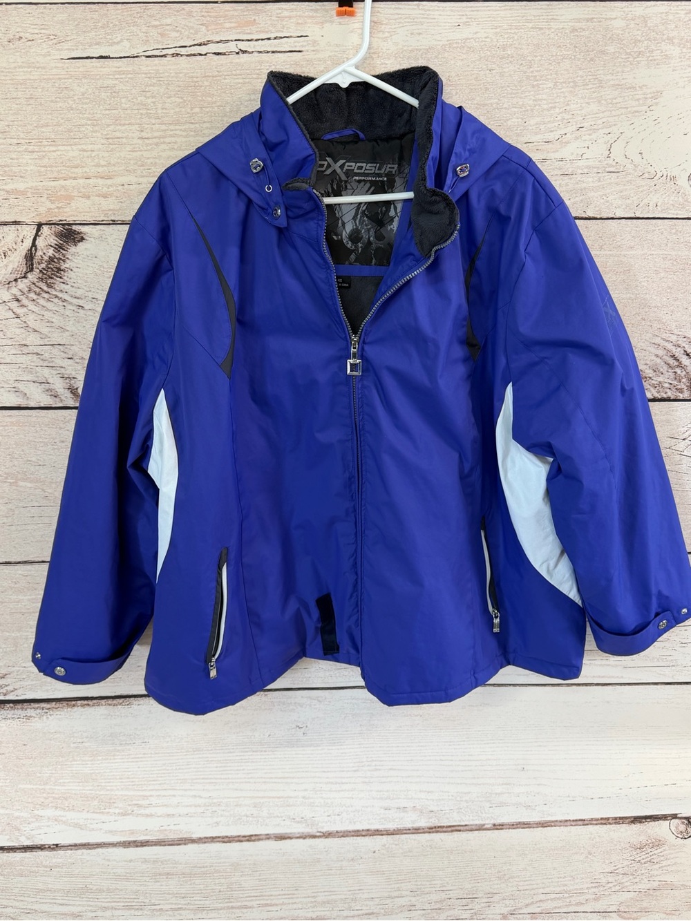ZeroXposur Purple Ski Jacket with White Accents and Snap on/off Hood